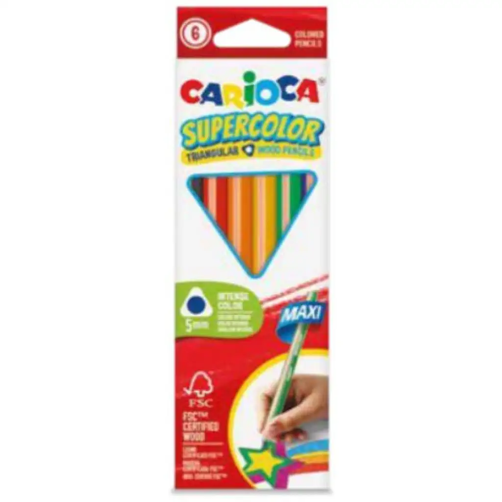SuperColor háromszög alakú 6db-os maxi színesceruza készlet - Carioca kép 1