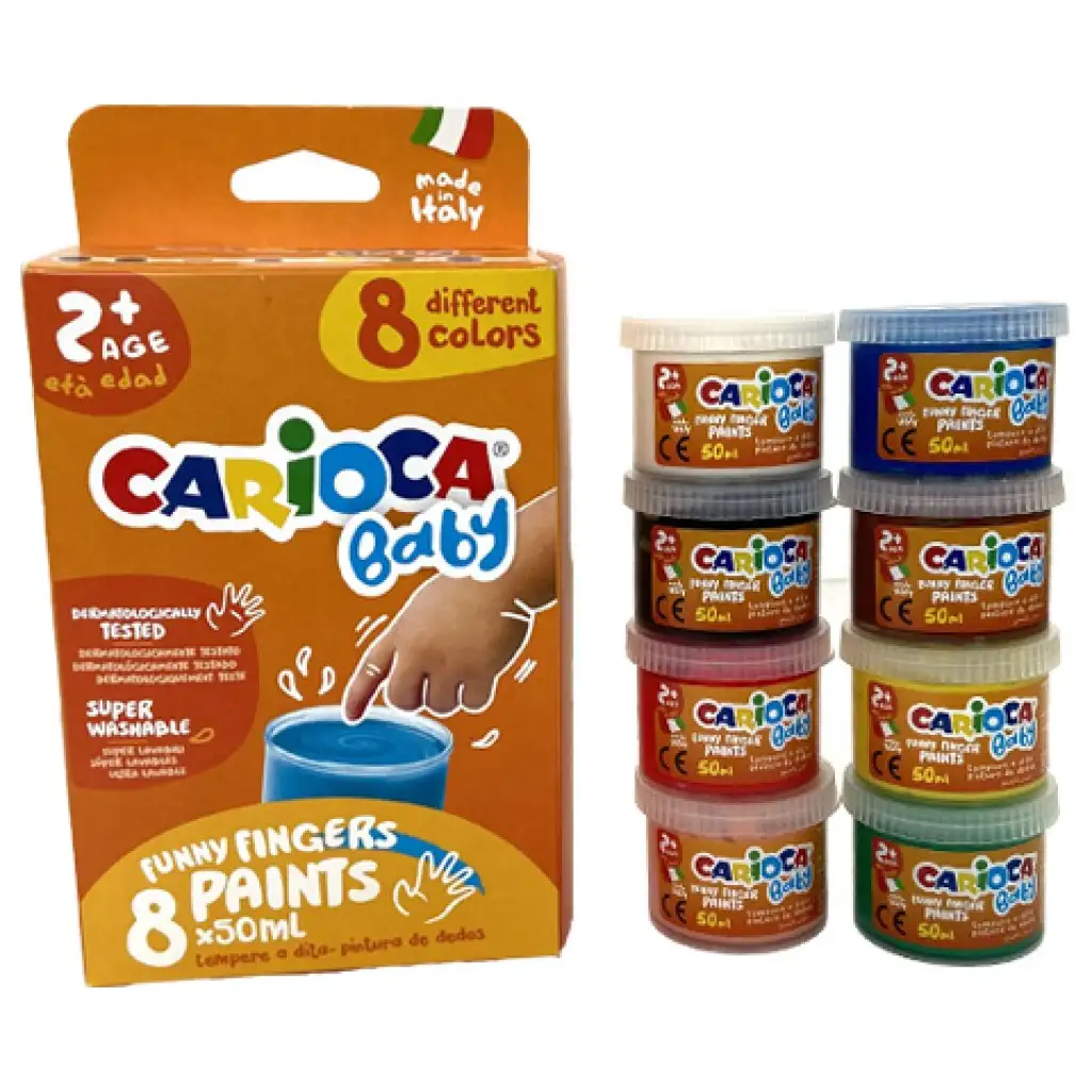 Baby ujjfesték szett különböző színekkel 8x50ml - Carioca kép 1