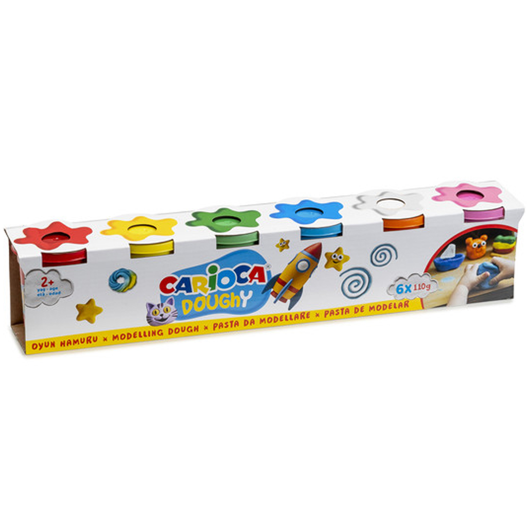 Doughy modellező gyurma szett tégelyben 6x110g - Carioca kép 1