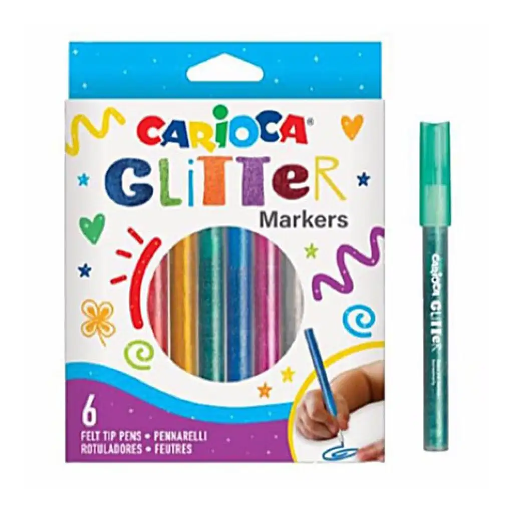 Glitteres filctoll 6 db-os szett - Carioca kép 1