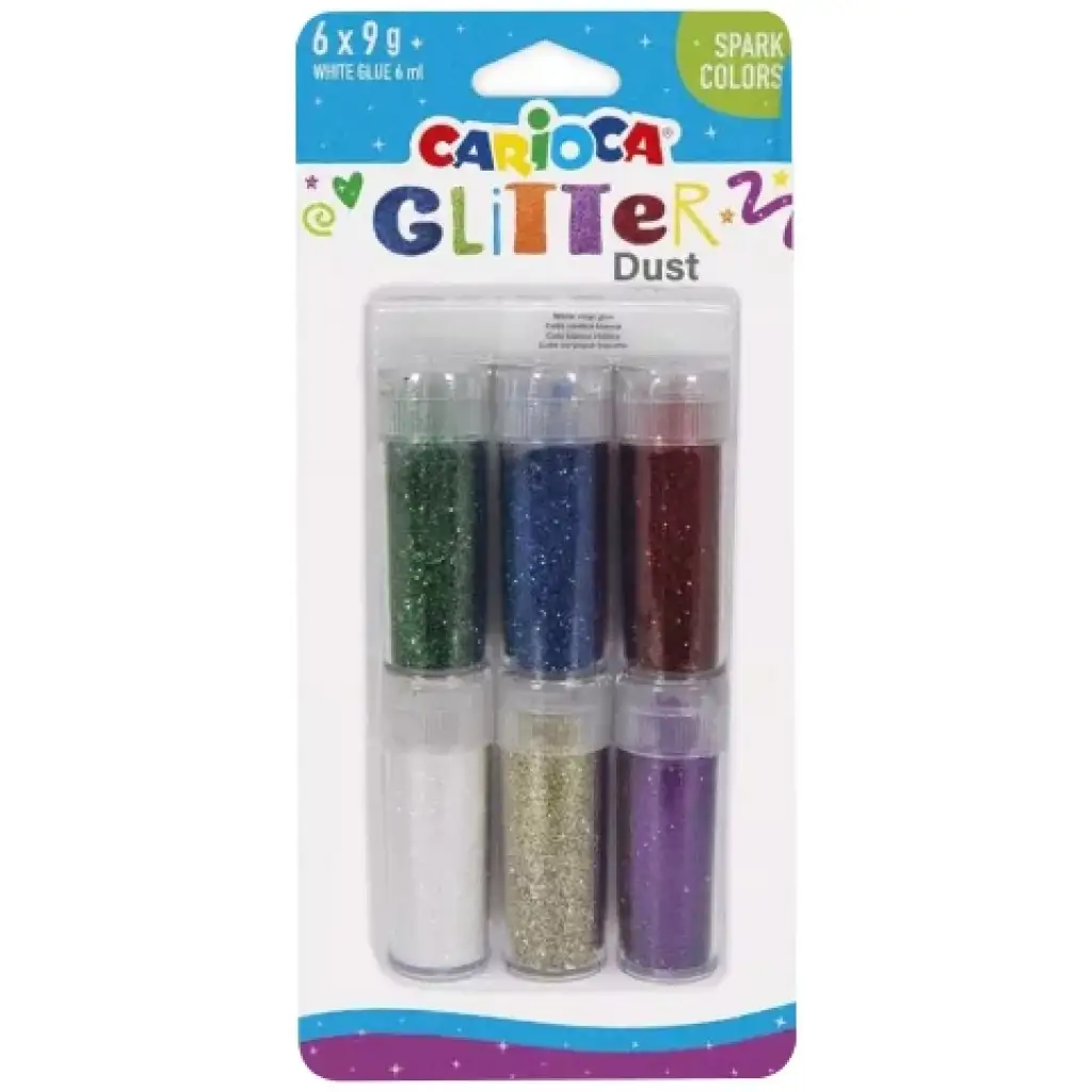 Carioca: Glitter Dust 6db-os csillámpor szett tégelyben - Élénk színek kép 1