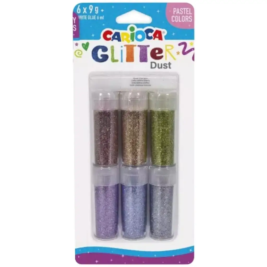 Carioca: Glitter Dust 6db-os csillámpor szett tégelyben - Pasztell színek kép 1