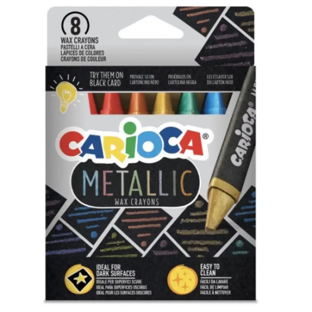 Metallic 8db-os háromszög alakú zsírkréta szett - Carioca kép 1