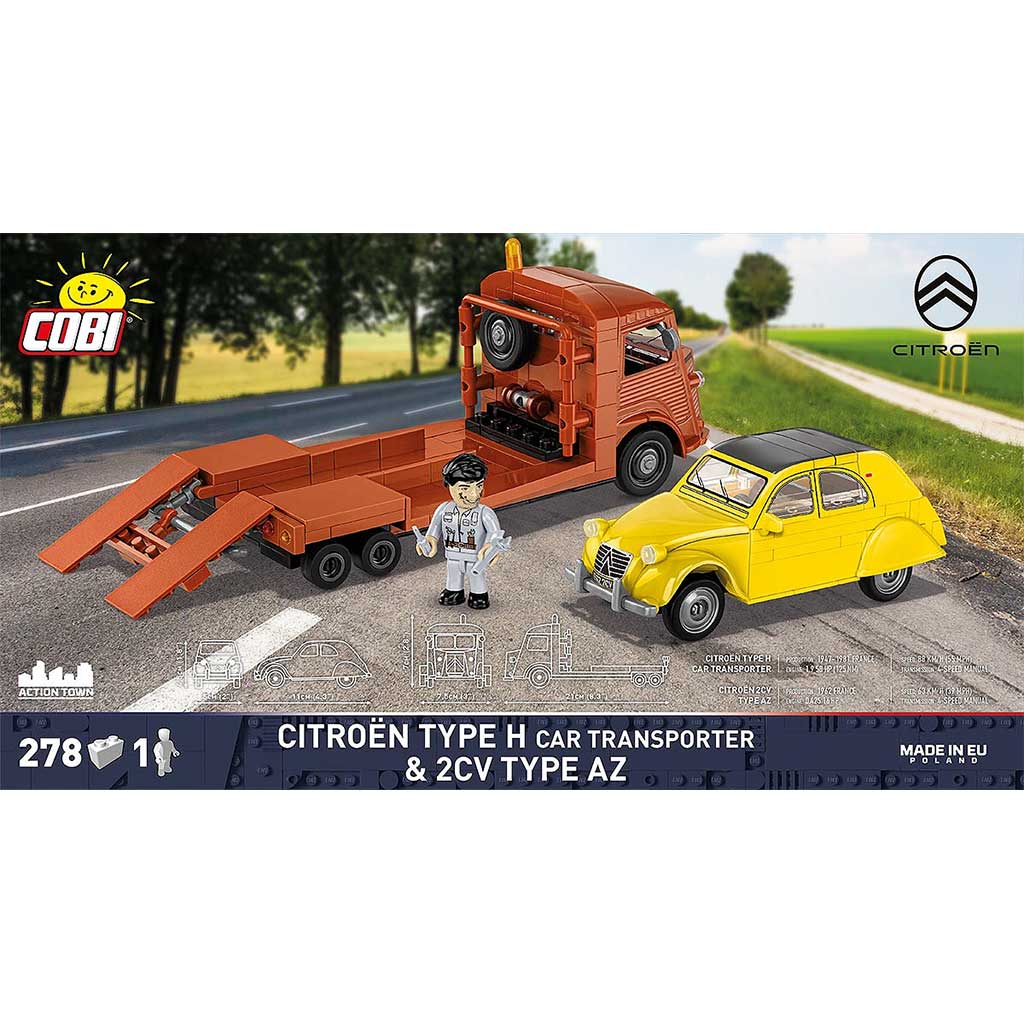 COBI: Citroen Type H Car Transporter & 2CV Type AZ autó építőjáték (24627) kép 2