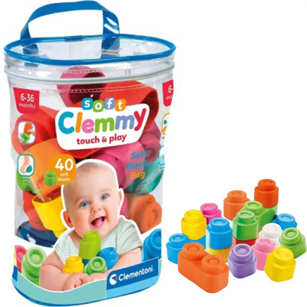 Clemmy: Puha színes építőkockák babáknak 40db-os szett - Clementoni kép 1