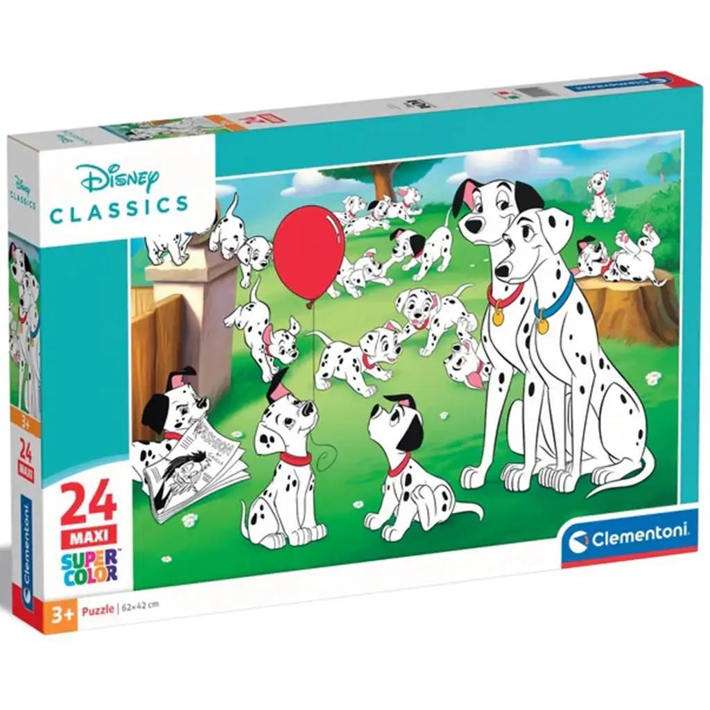 Disney klasszikusok: 101 Kiskutya 24 db-os maxi supercolor puzzle - Clementoni kép 1