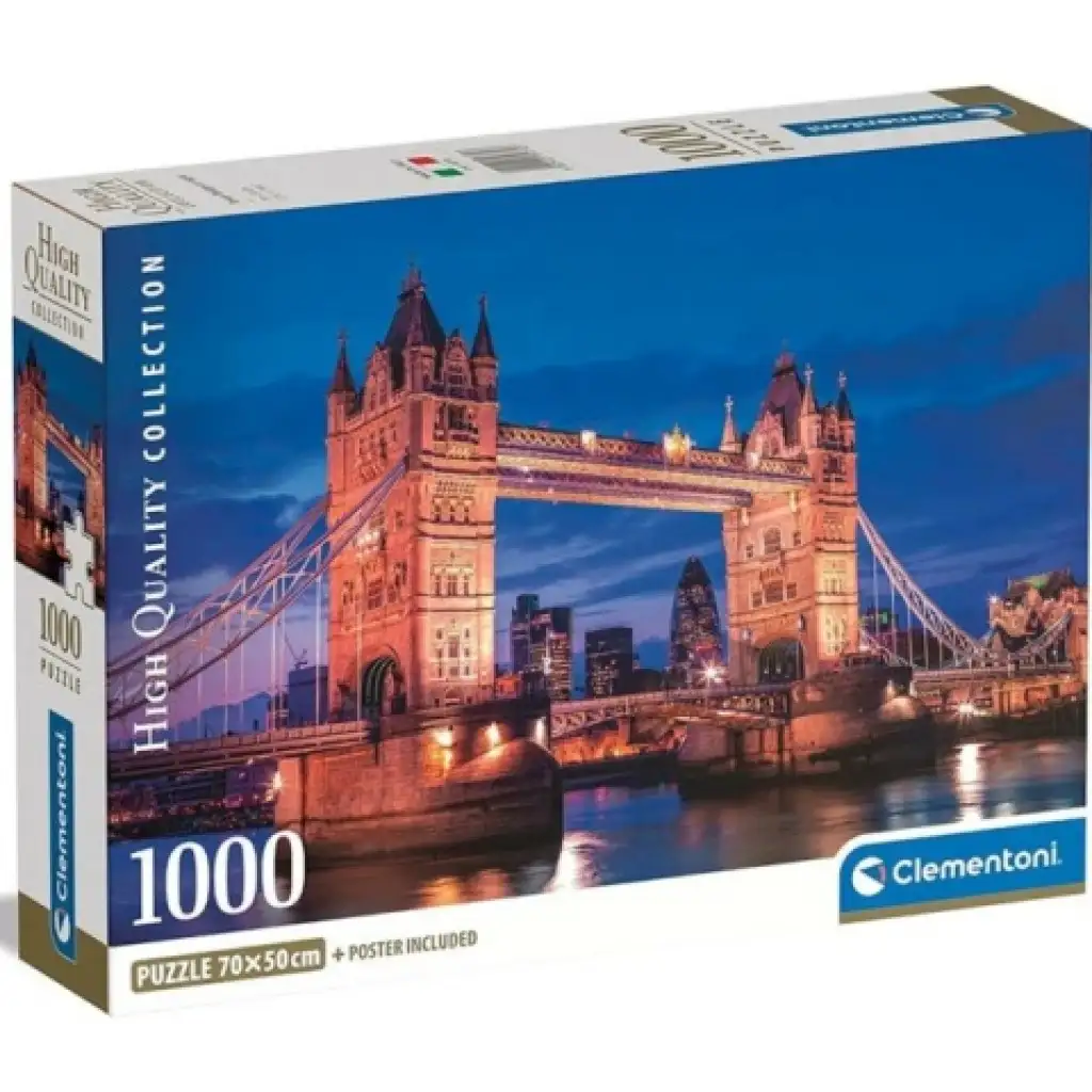 Tower Bridge éjjel HQC 1000db-os puzzle poszterrel - Clementoni kép 1