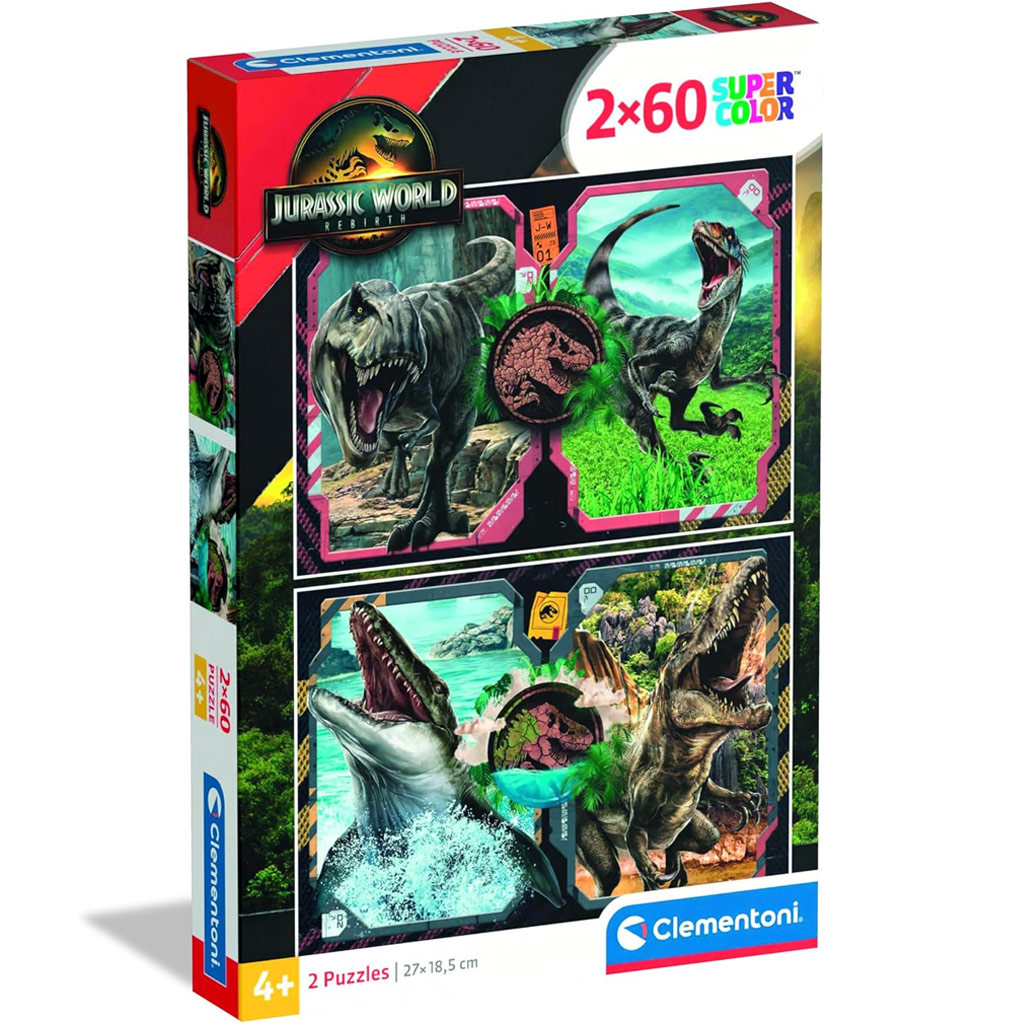 Jurassic World újjászületés 2x60db-os Supercolor puzzle - Clementoni kép 1