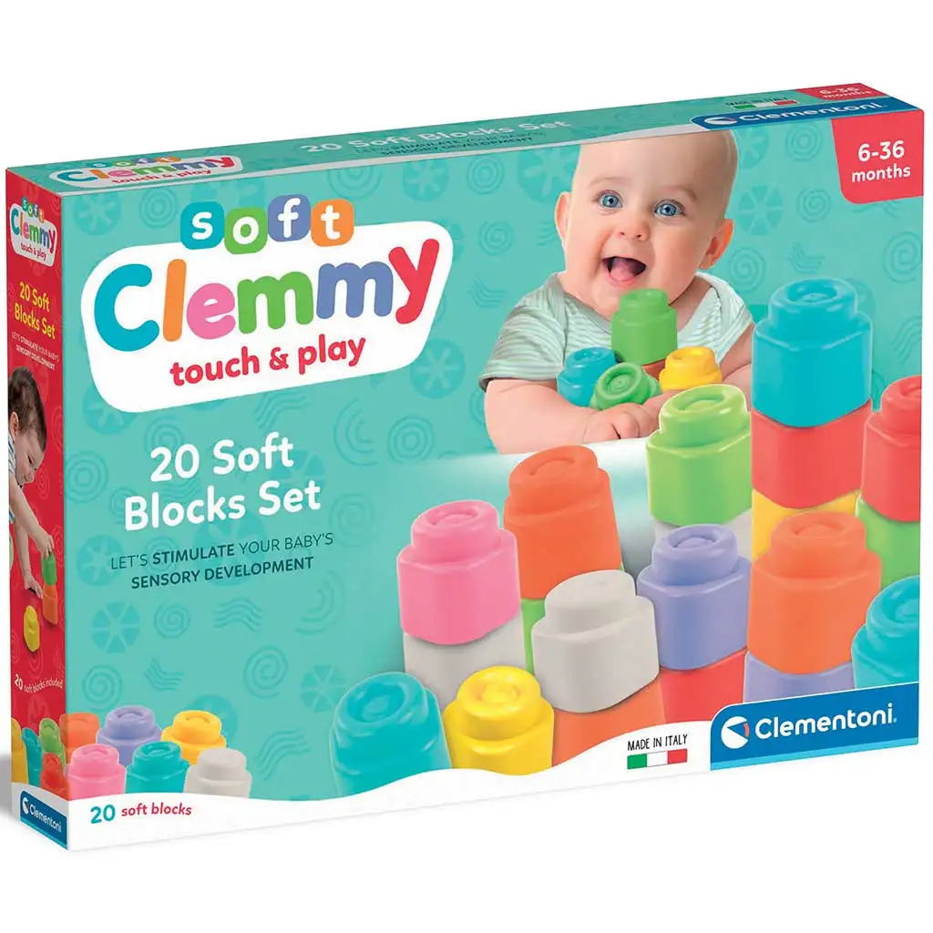 Clemmy: Touch & Play puha színes építőkocka 20db-os szett - Clementoni kép 1