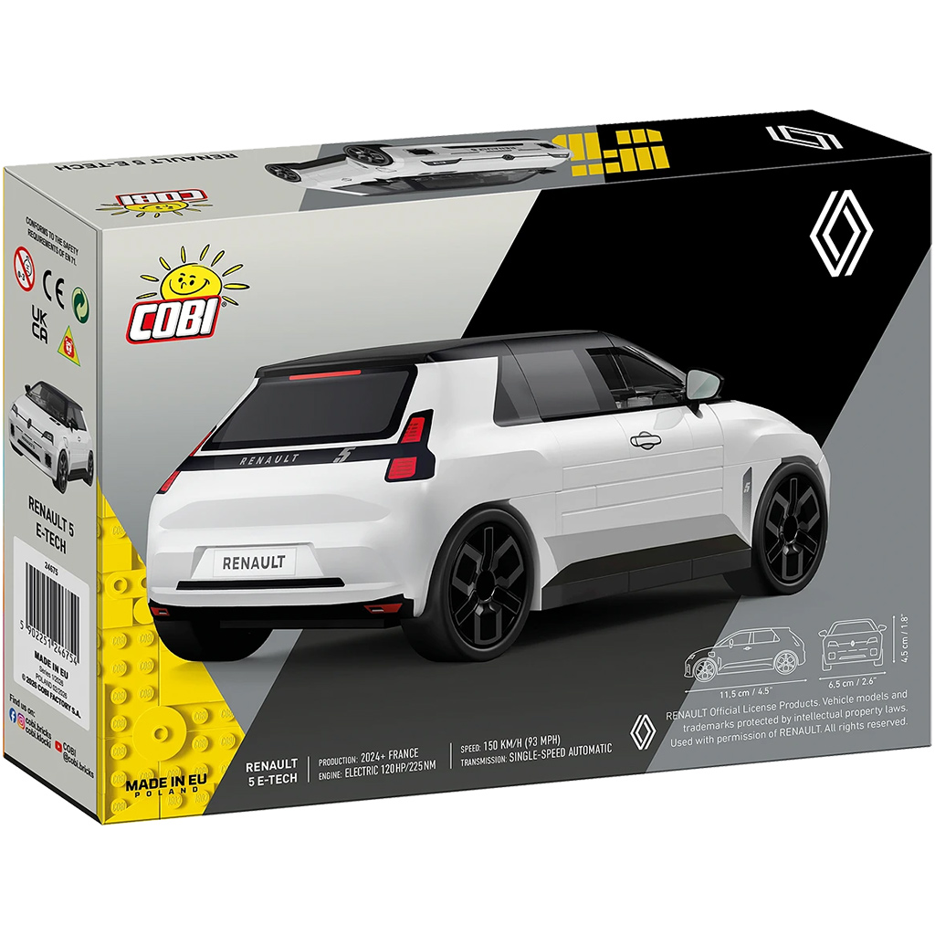 COBI: Renault 5 E-Tech fehér autó építőjáték (24675) kép 5