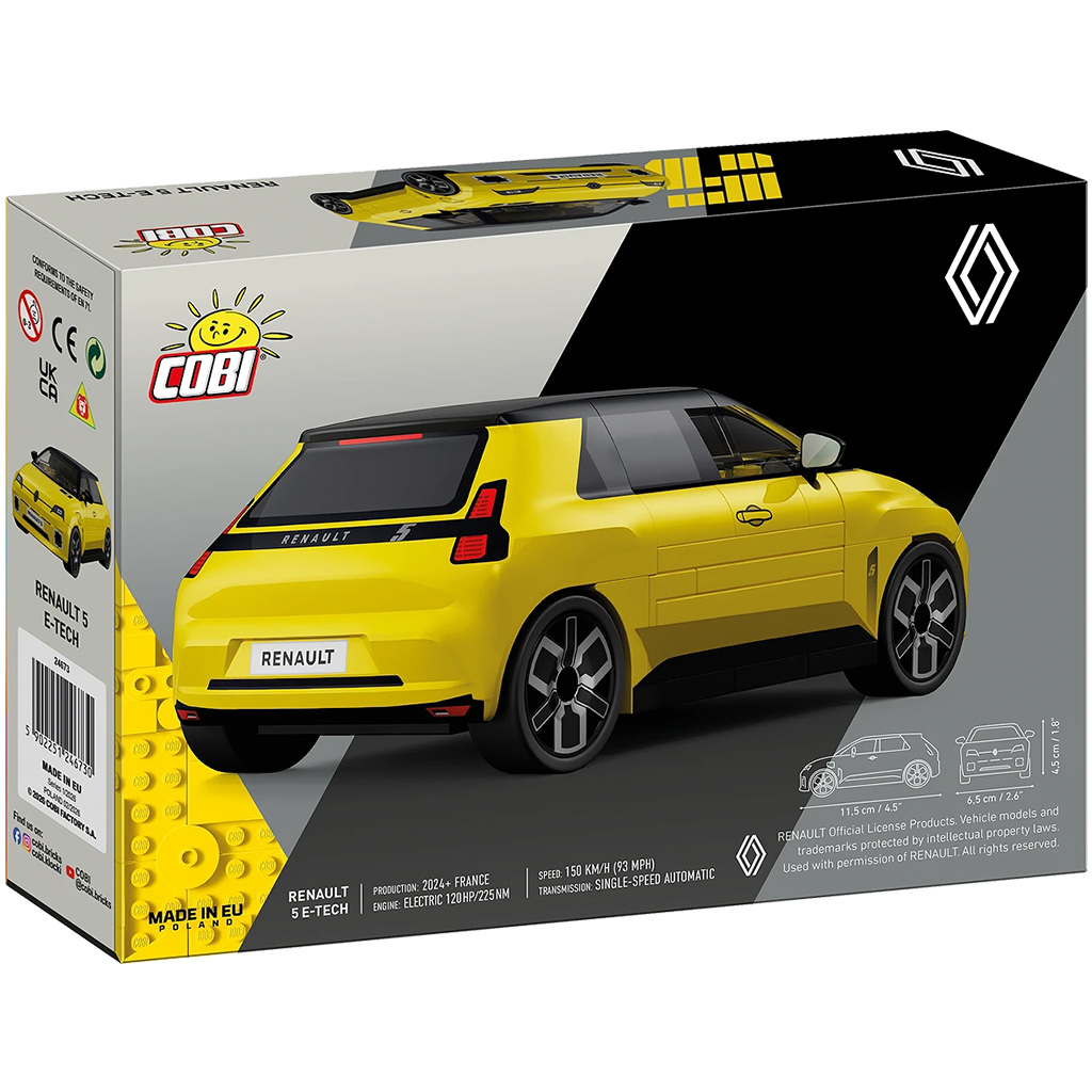 COBI: Renault 5 E-Tech sárga autó építőjáték (24673) kép 5