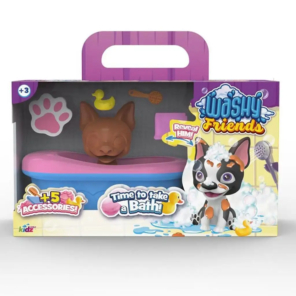 Washy Friends: Color Reveal pancsoló Boston Terrier kutyus káddal és kiegészítőkkel kép 1
