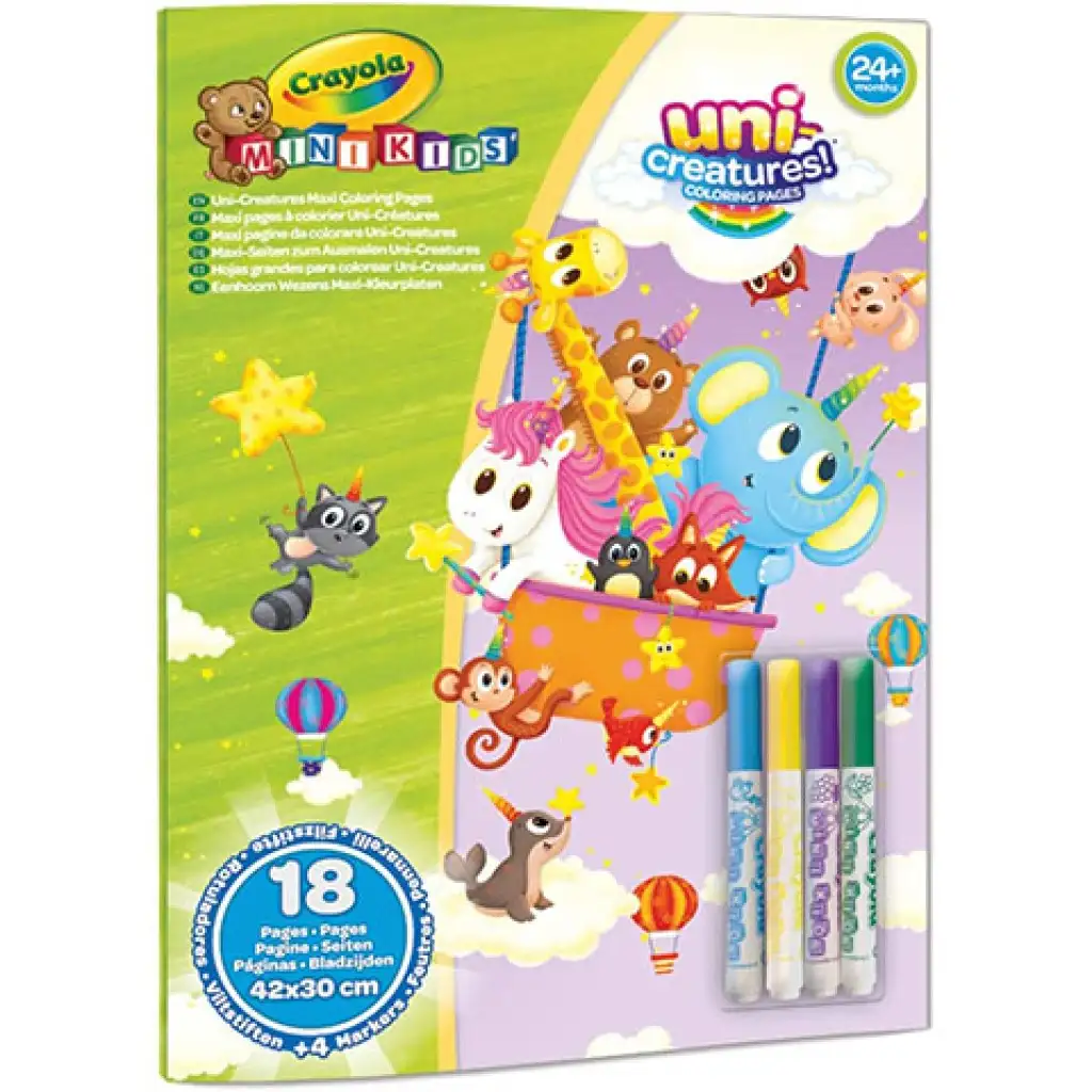 Crayola: MiniKids Varázslatos állatok óriás kifestő szett 4db filctollal kép 1