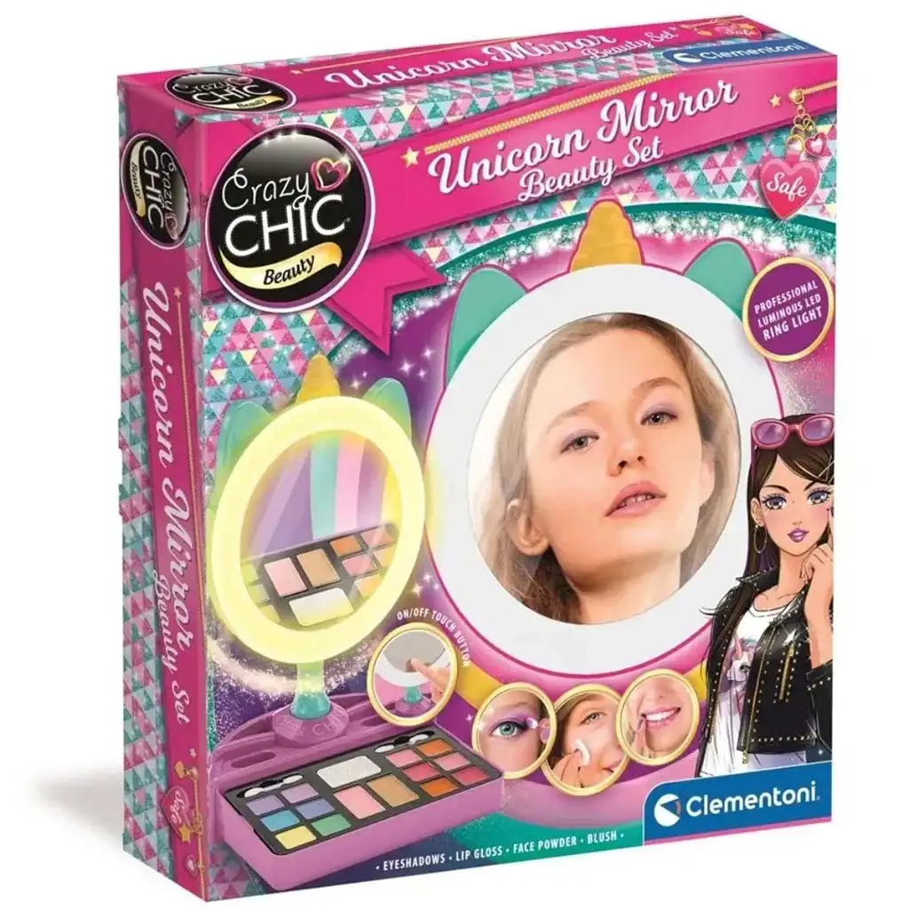 Crazy Chic: Világító unikornisos sminkelő tükör - Clementoni kép 1
