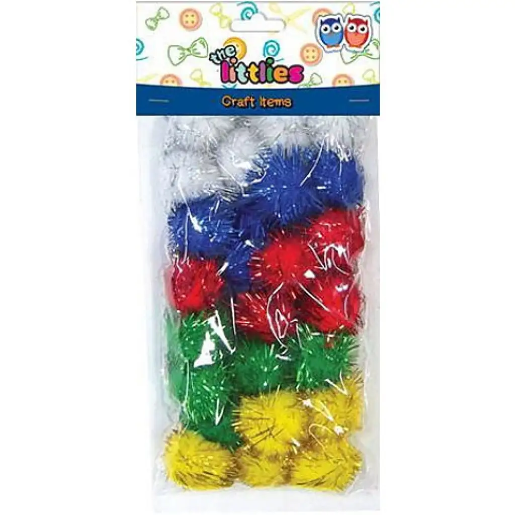 Csillámos színes pompon szett 15mm 30db kép 1