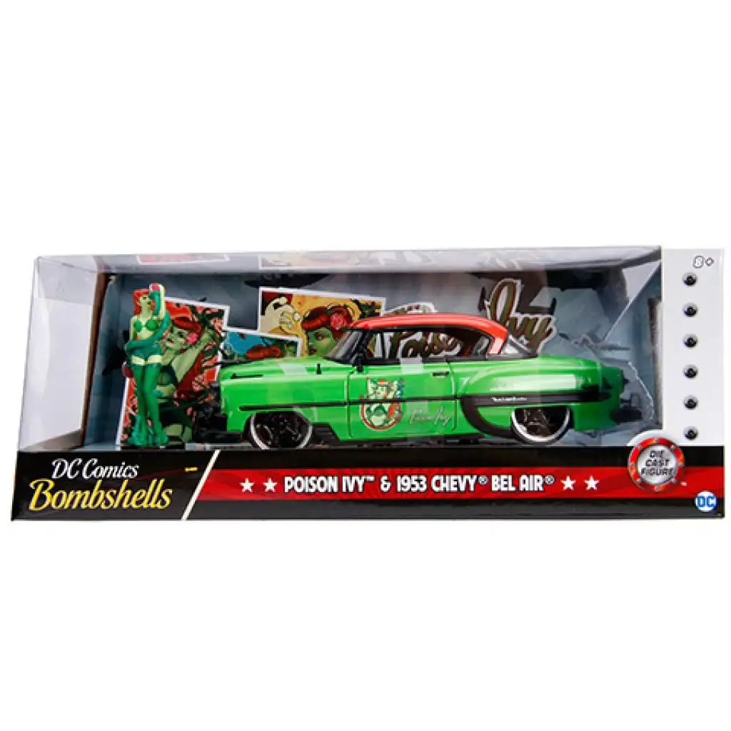 DC Comics: Méregcsók figura és 1953 Chevy Bel Air fém autómodell 1/24 - Simba Toys kép 1