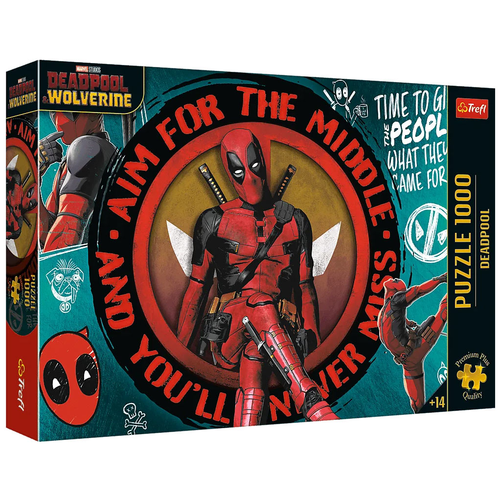 Deadpool Káosz, poén és katanák 1000db-os Prémium plus quality puzzle - Trefl kép 1