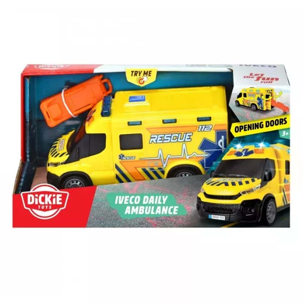 SOS Iveco mentőautó hanggal és fénnyel 18cm-es - Dickie Toys kép 1