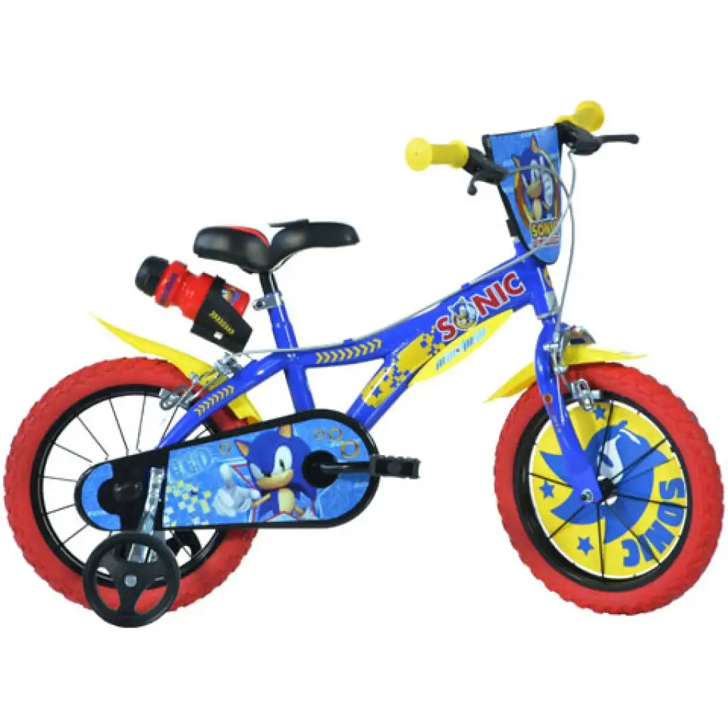 Sonic kék-sárga gyerek bicikli 14-es méretben - Dino Bikes kerékpár kép 1