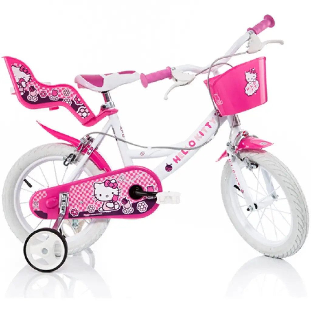 Hello Kitty rózsaszín-fehér gyerek bicikli 14-es méretben  - Dino Bikes kerékpár kép 1