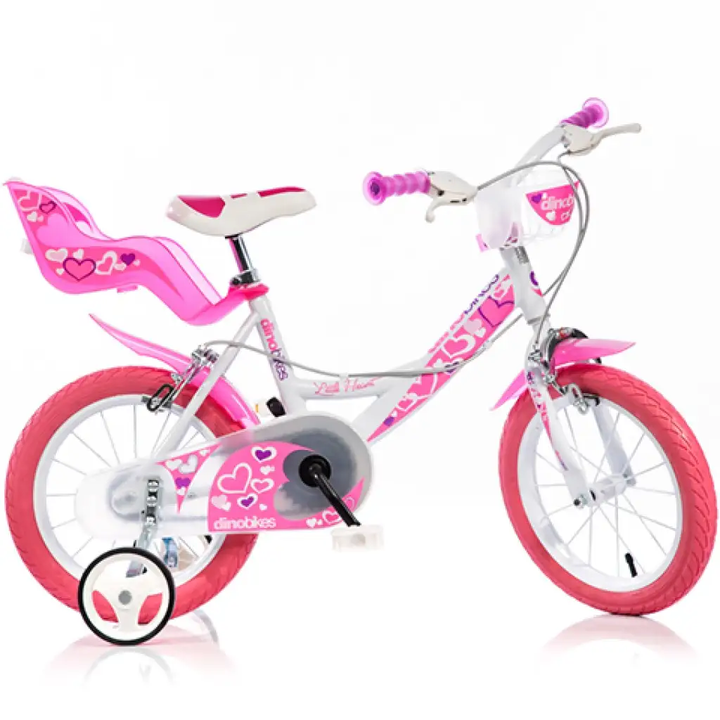 Little Heart rózsaszín-fehér gyerek bicikli 16-os méretben - Dino Bikes kerékpár kép 1