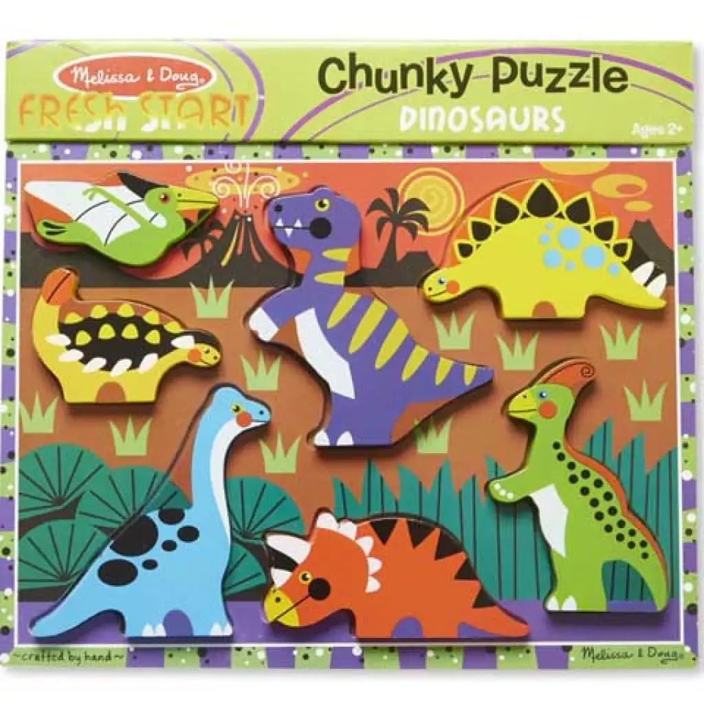 Dinók könnyen megfogható fa forma puzzle - Melissa & Doug kép 1