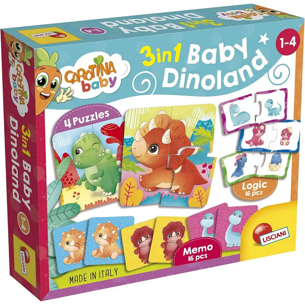 Carotina baby: Dinoland 3 az 1-ben memo, puzzle és párosító játék - Lisciani kép 1