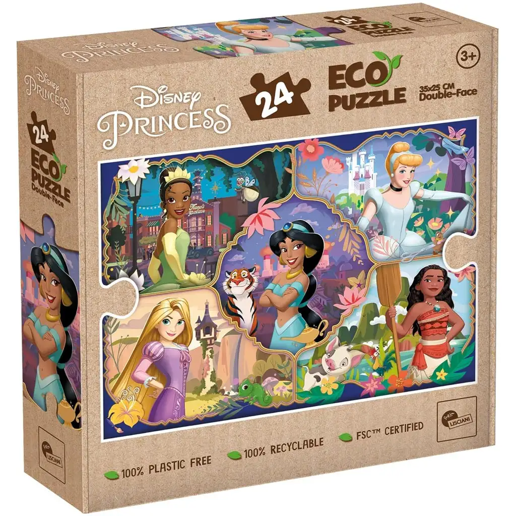 Disney hercegnők és állataik 2 az 1-ben 24db-os Eco mini puzzle és színező 35x25cm - Lisciani kép 1