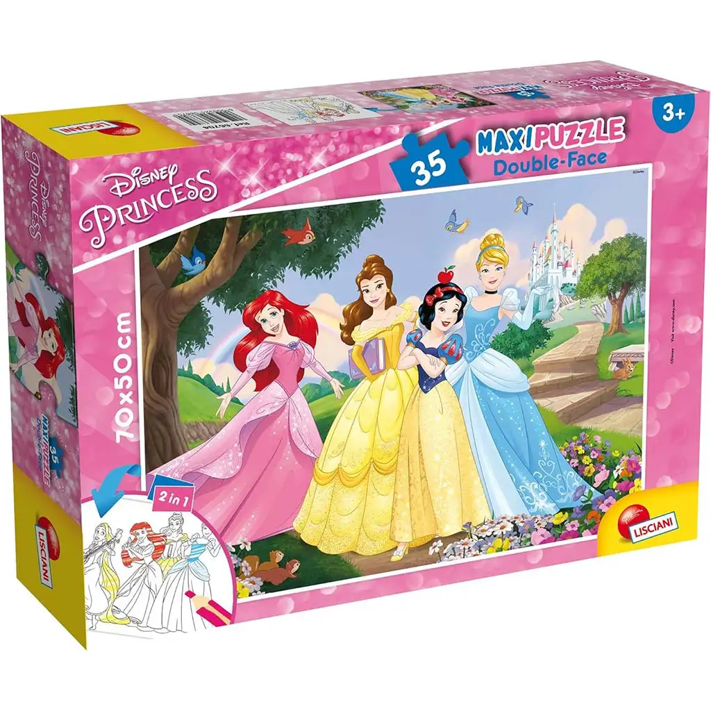 Disney Hercegnők 2 az 1-ben maxi 35db-os puzzle és színező 70x50cm - Lisciani kép 1