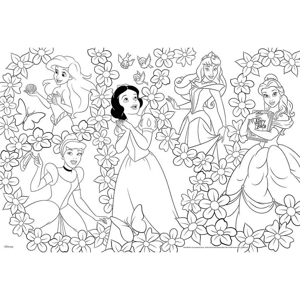 Disney Hercegnők 2 az 1-ben maxi 2x60db-os puzzle és színező 50x35cm - Lisciani kép 2