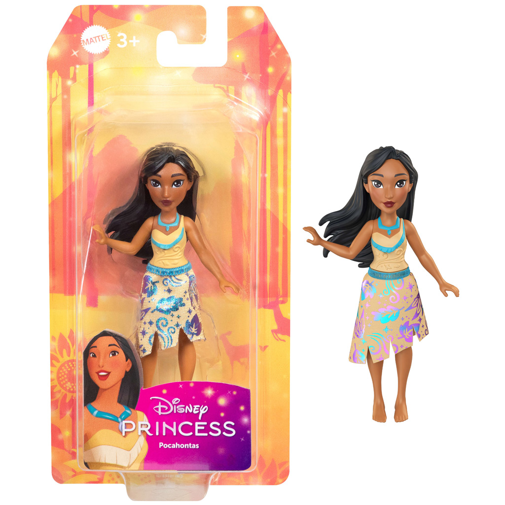 Disney hercegnők: Mini Pocahontas hercegnő baba fényes szoknyával - Mattel kép 1