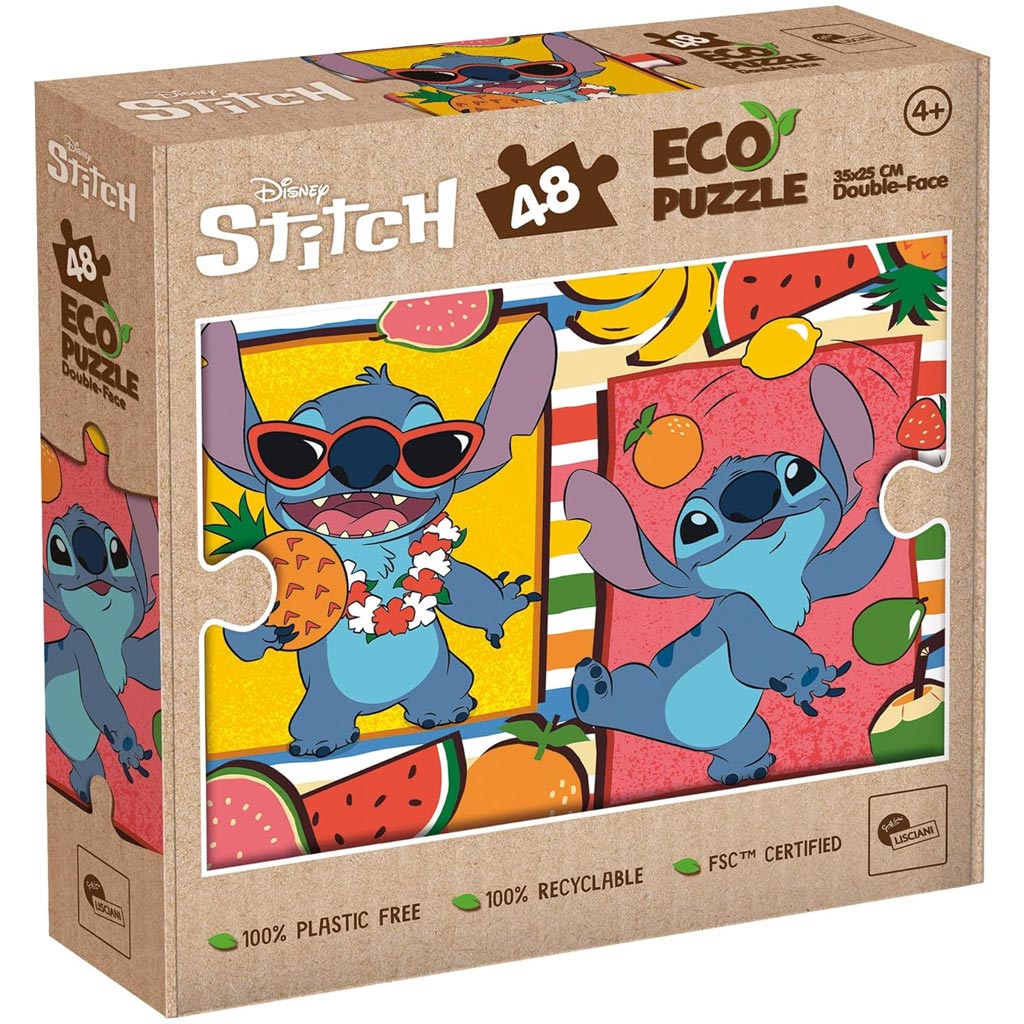 Lilo és Stitch gyümölcsös kaland 2 az 1-ben 48db-os Eco mini puzzle és színező 35x25cm - Lisciani kép 1