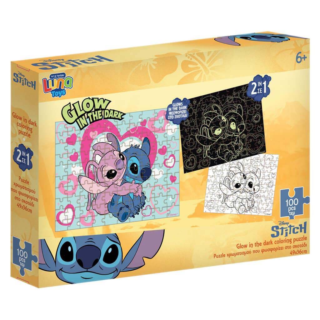 Luna: Disney Stitch 100db-os sötétben világító puzzle kép 1