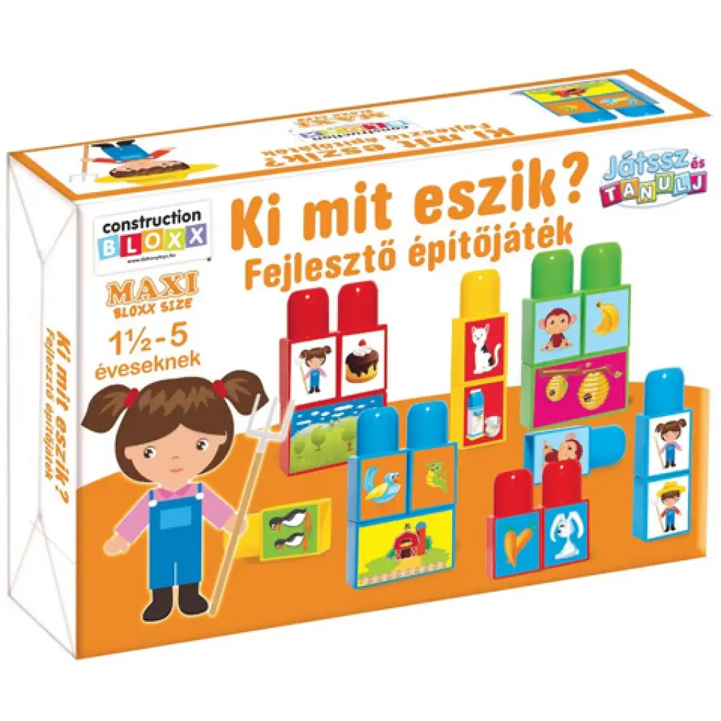 Játssz és tanulj!: Ki mit eszik? Fejlesztő építőjáték - D-Toys kép 1