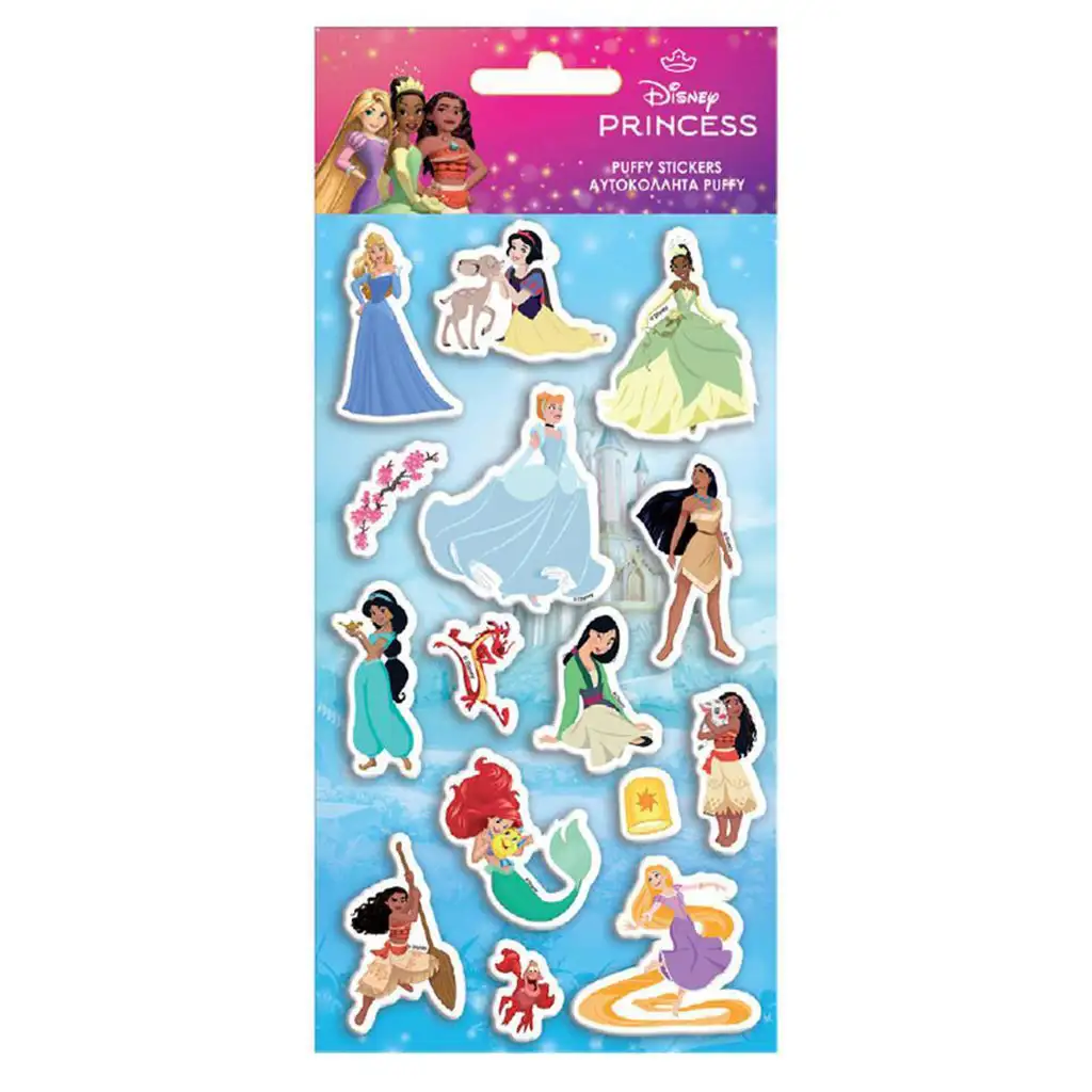 Luna: Disney Hercegnők 3D pufi matrica szett 10x22cm-es íven kép 1
