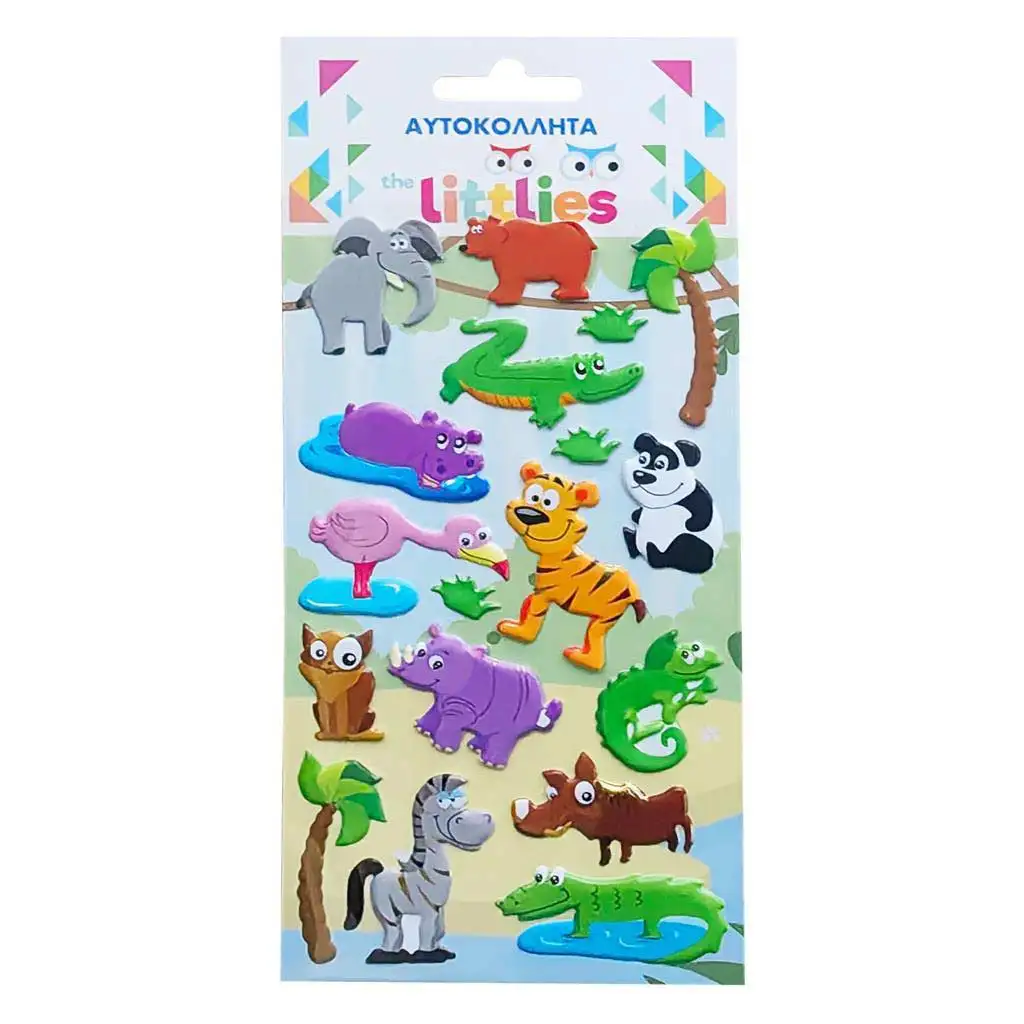 The Littlies: Dzsungel állatok 3D pufi matrica szett 10x22cm-es íven kép 1