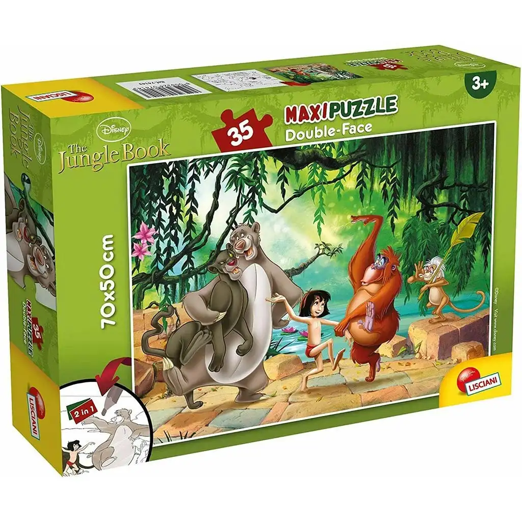 A Dzungel könyve 2 az 1-ben 35db-os maxi puzzle és színező 70x50cm - Lisciani kép 1