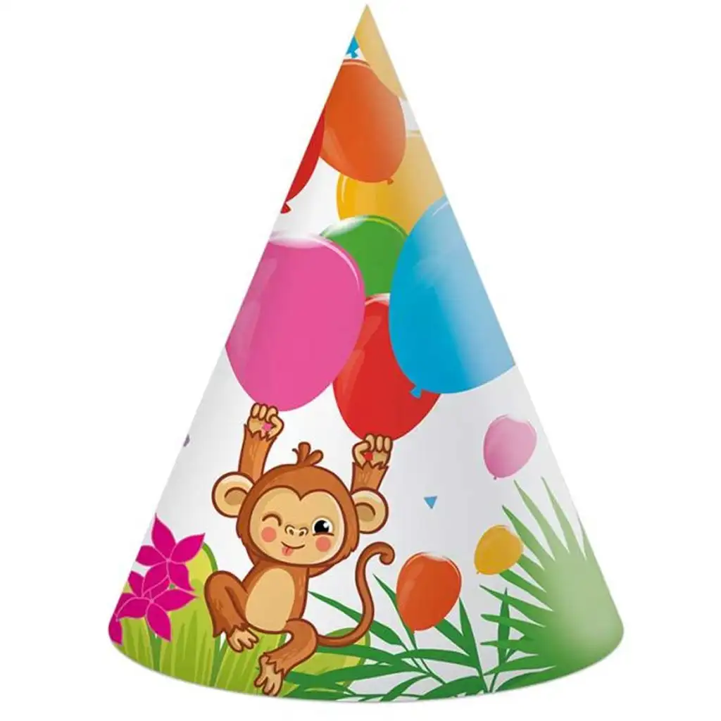 Vidám dzsungel mintás party kalap 6db-os szett kép 1
