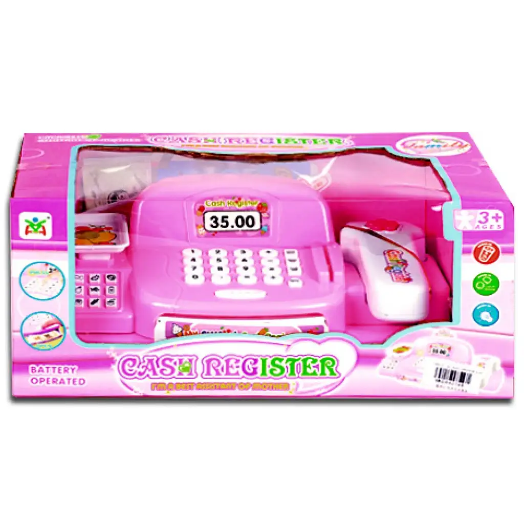 Elektronikus pink pénztárgép fénnyel és hanggal kép 1