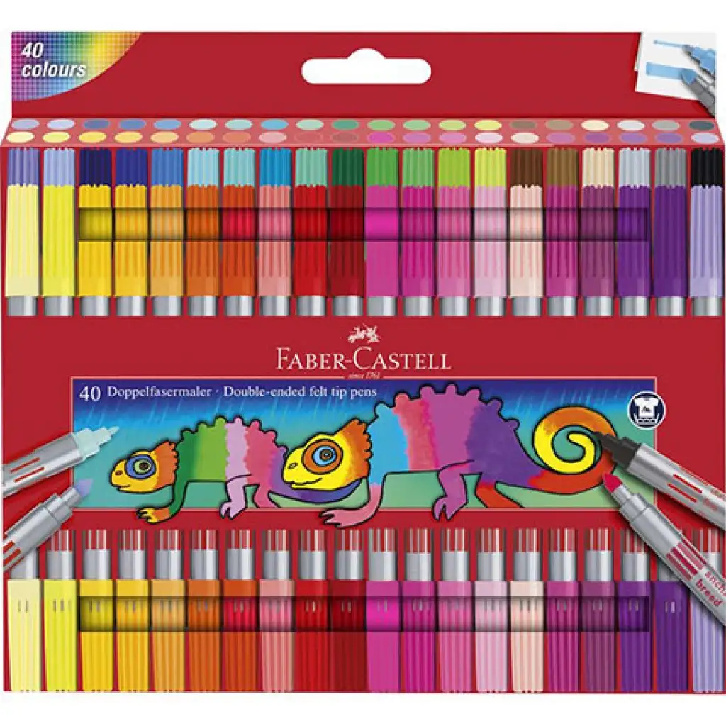 Faber-Castell: 40db-os kétvégű filctoll készlet ragyogó színekkel kép 1