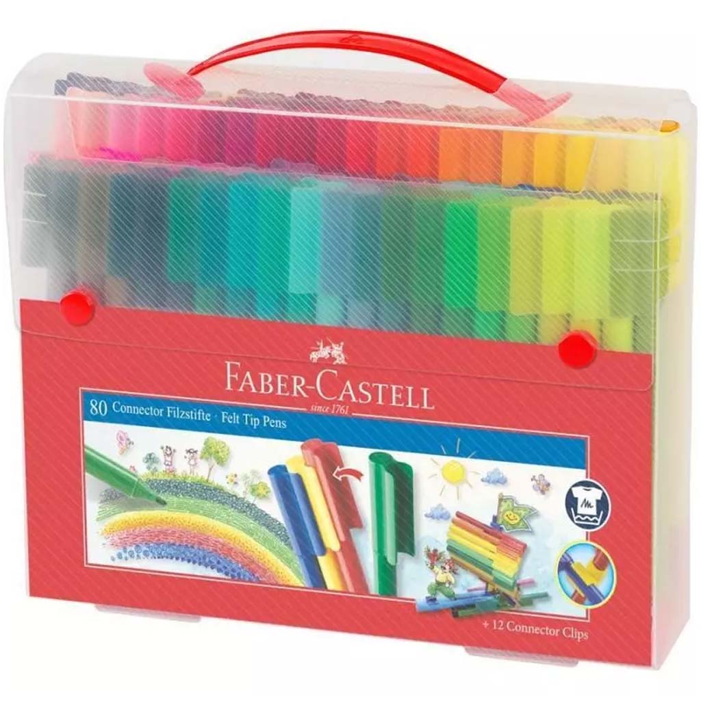 Faber-Castell: Connector Filctoll Készlet – 80 db-os szett praktikus műanyag tárolóban kép 1