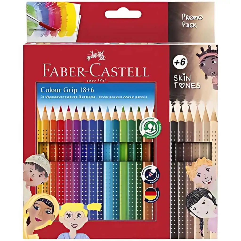 Faber-Castell: GRIP színesceruza készlet 24db-os csomag 6db test színű ceruzával kép 1
