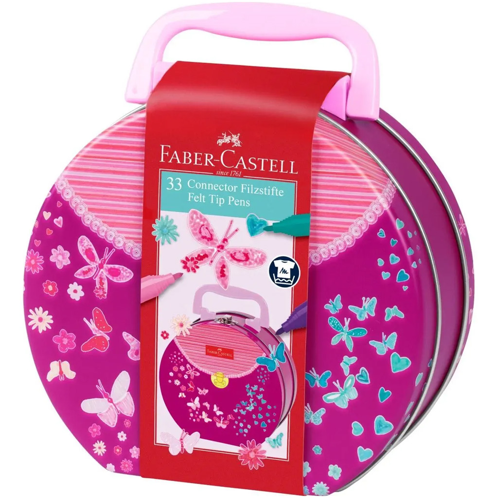 Faber Castell: Connector filctoll készlet 33db-os pillangós fém kézitáskában kép 1