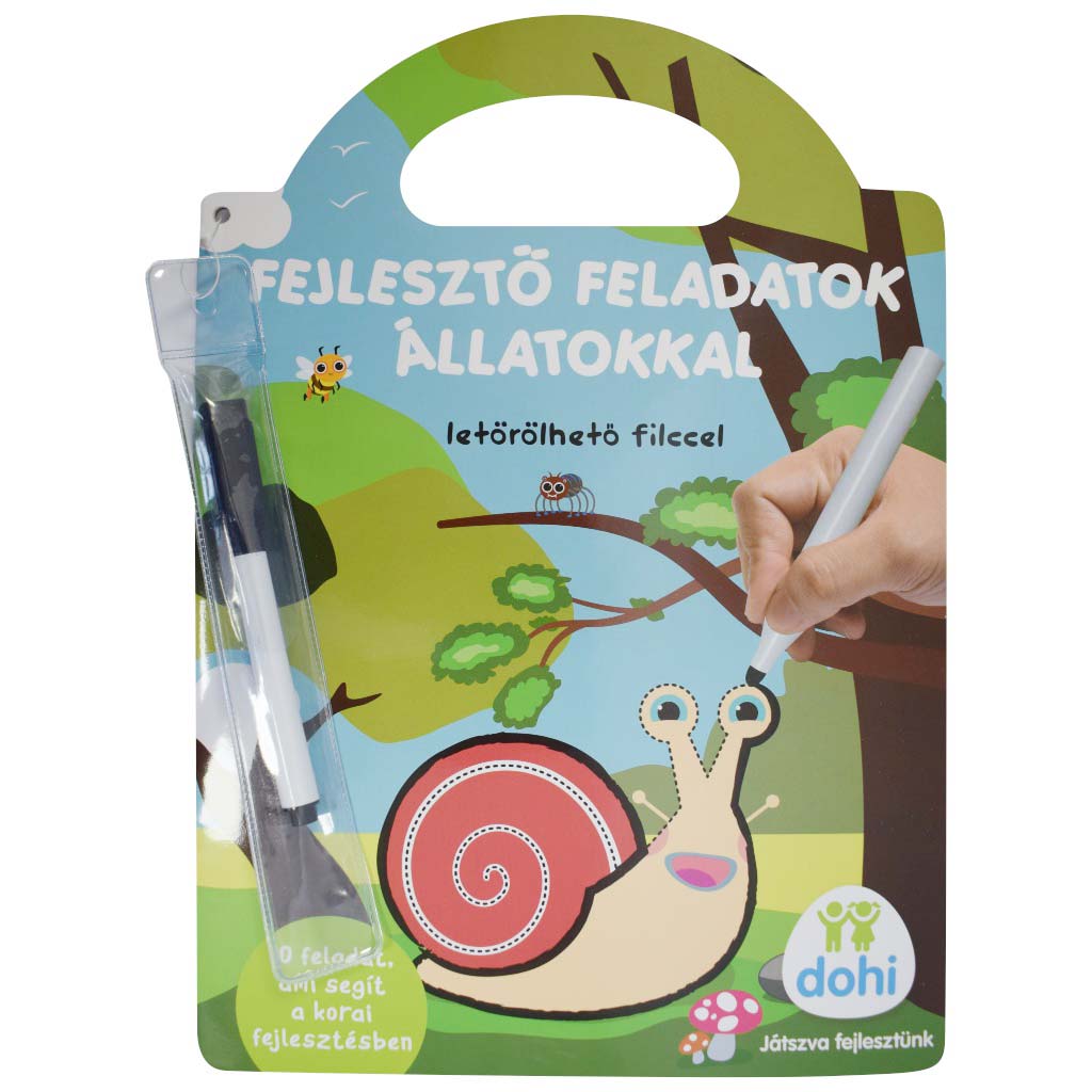 Fejlesztő feladatok állatokkal letörölhető filccel - D-Toys kép 1
