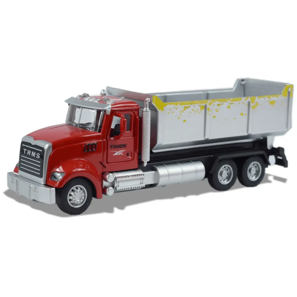 Heavy Duty Truck: Hátrahúzós fém billenőplatós teherautó modell nyitható ajtókkal 1/36 kép 4