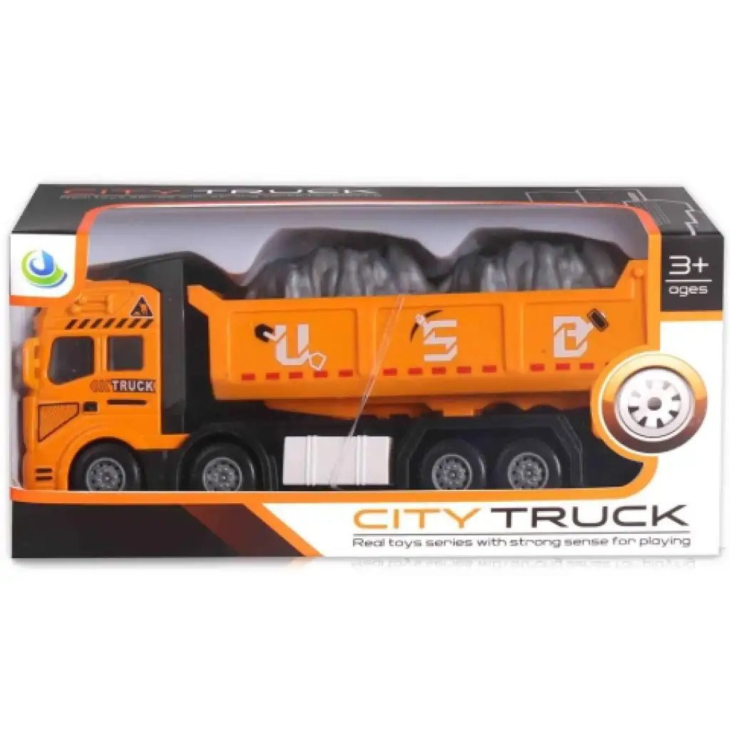 City Truck: Négytengelyes fém teherautó modell billencses felépítménnyel - fénnyel és hanggal kép 1