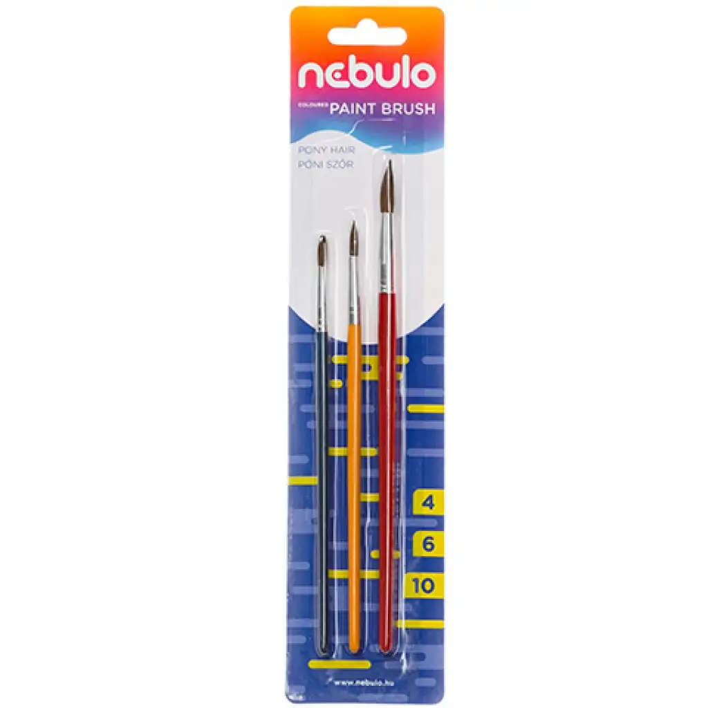 Nebulo: Ecset festett fanyelű 3db-os szett (4-6-10) kép 1
