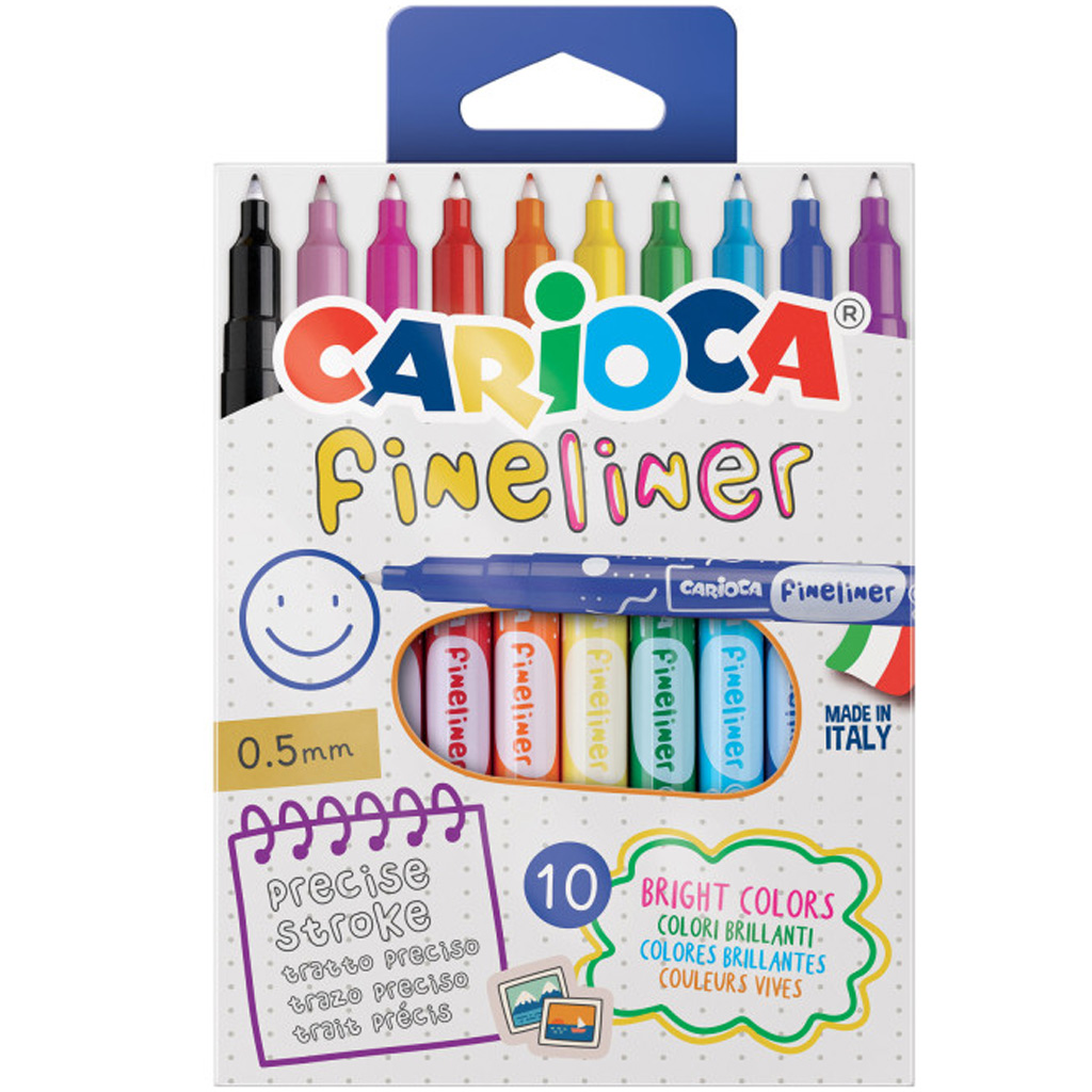 Fineliner 10db-os tűfilc szett 0,5mm - Carioca kép 1