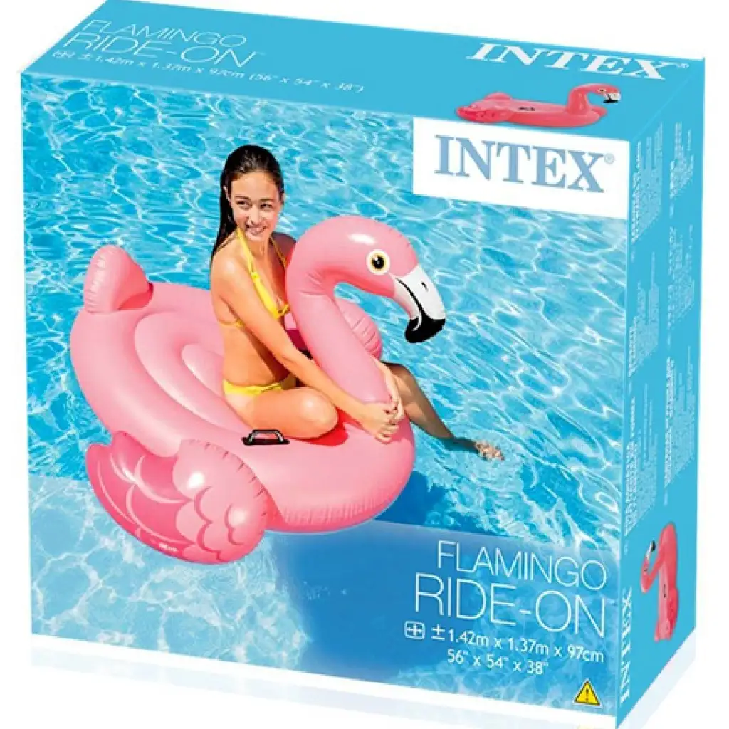 Flamingó lovagló matrac kapaszkodóval 142x137x97cm - Intex kép 3