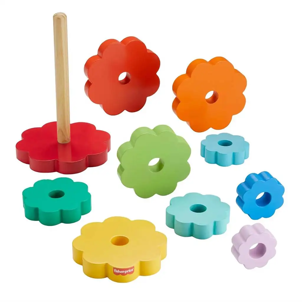 Fisher-Price: Wood Fa Gyűrűpiramis fejlesztő játék - Mattel kép 3